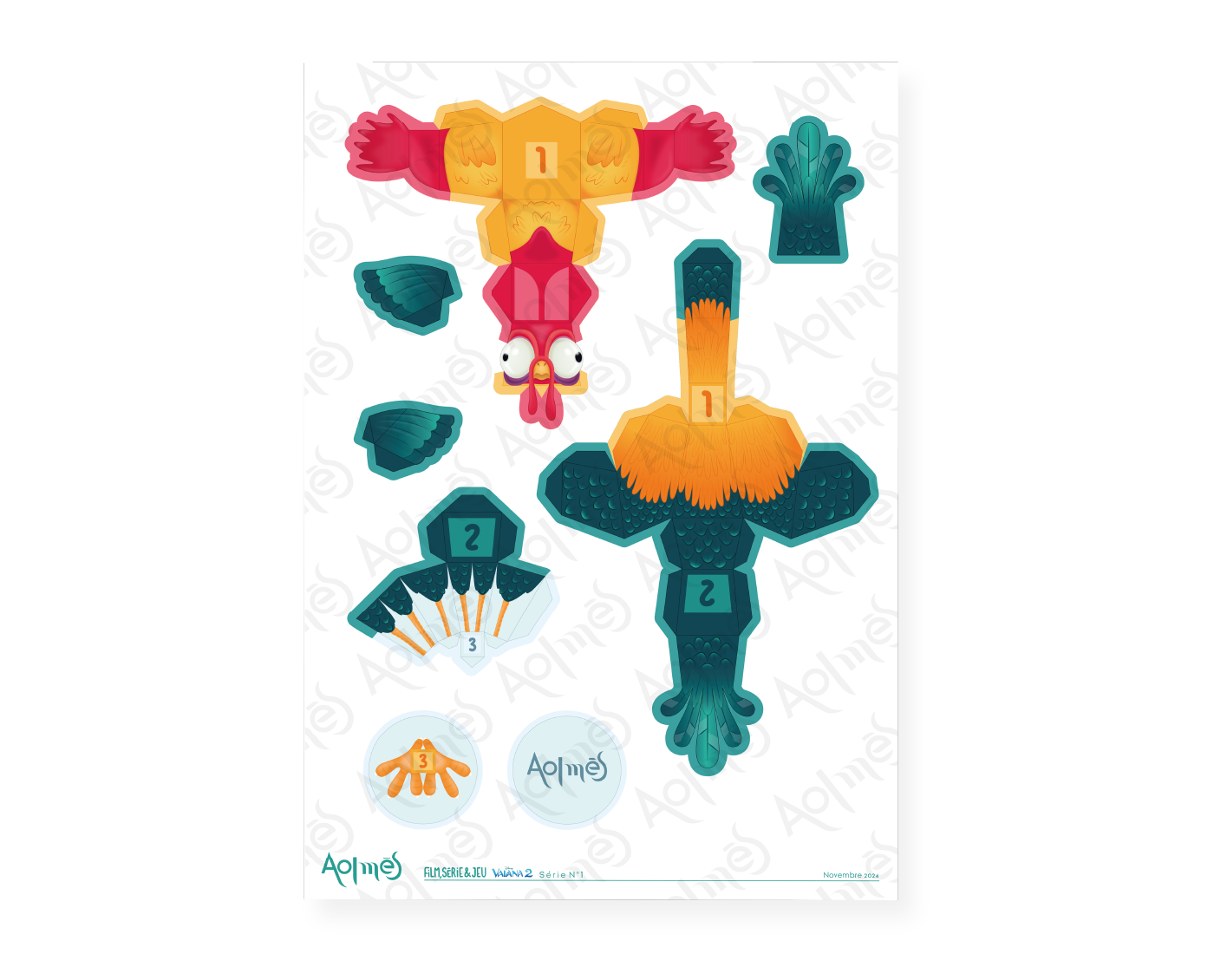 Aolmes Paper toy Disney Vaiana Hei hei 4